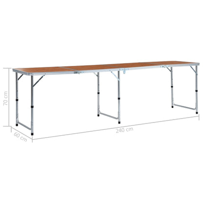 Campingtafel Inklapbaar Aluminium 240 x 60 cm Bruin