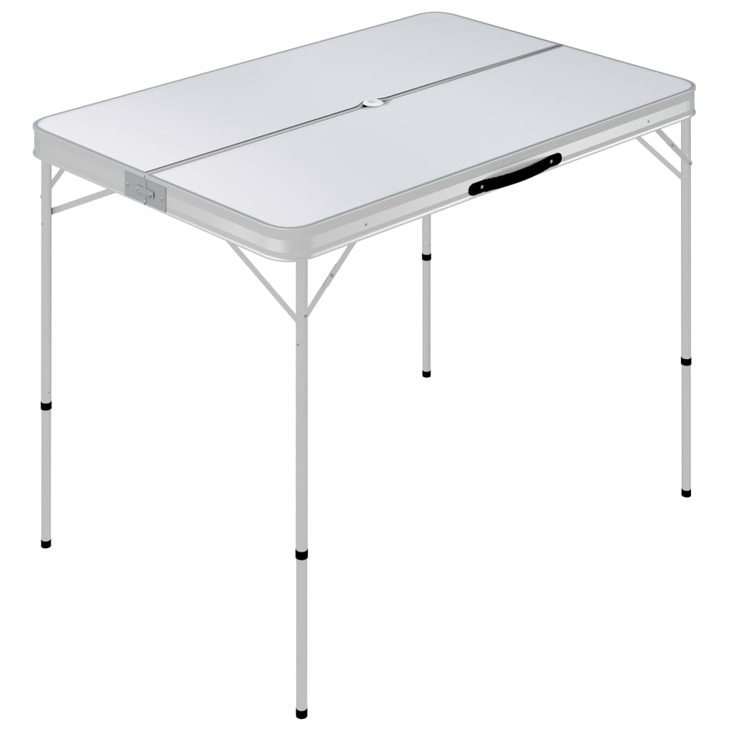 Campingtafel Inklapbaar Met 2 Banken Aluminium Wit