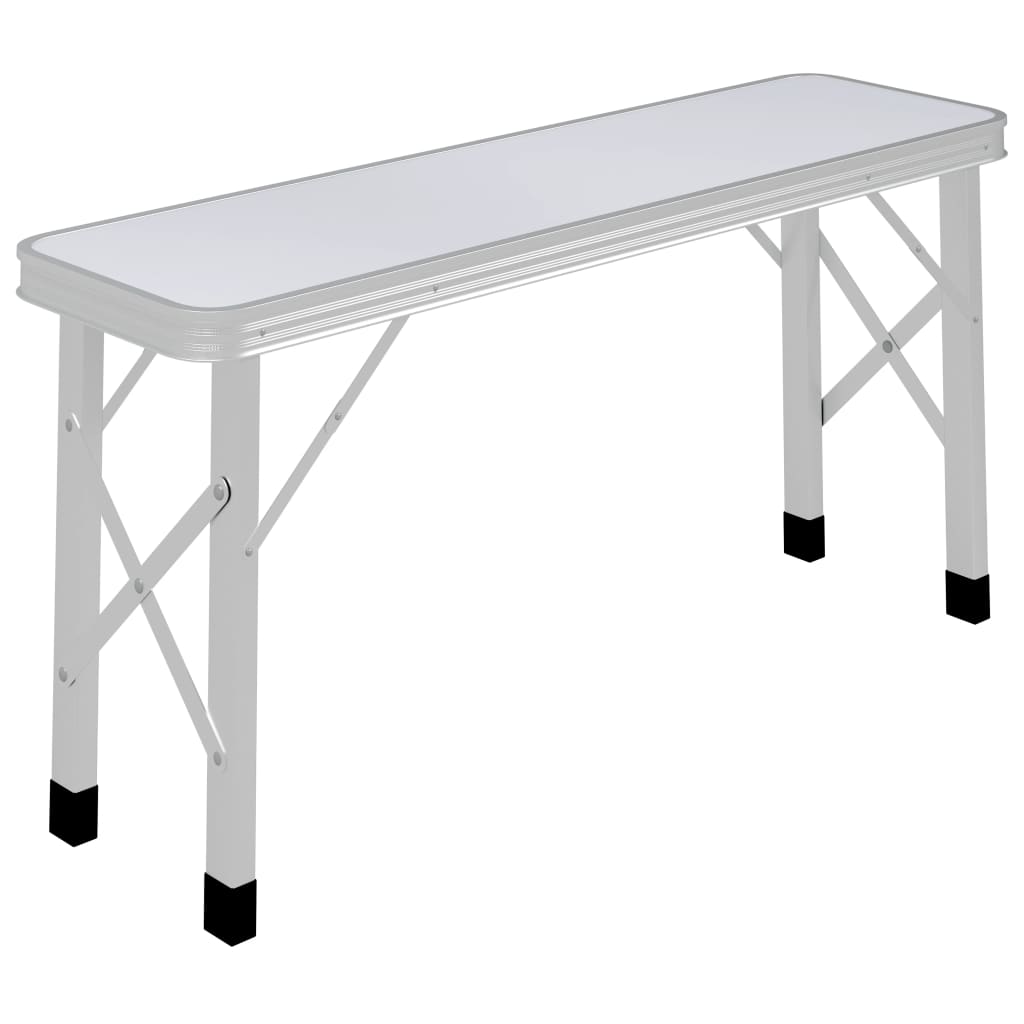 Campingtafel Inklapbaar Met 2 Banken Aluminium Wit