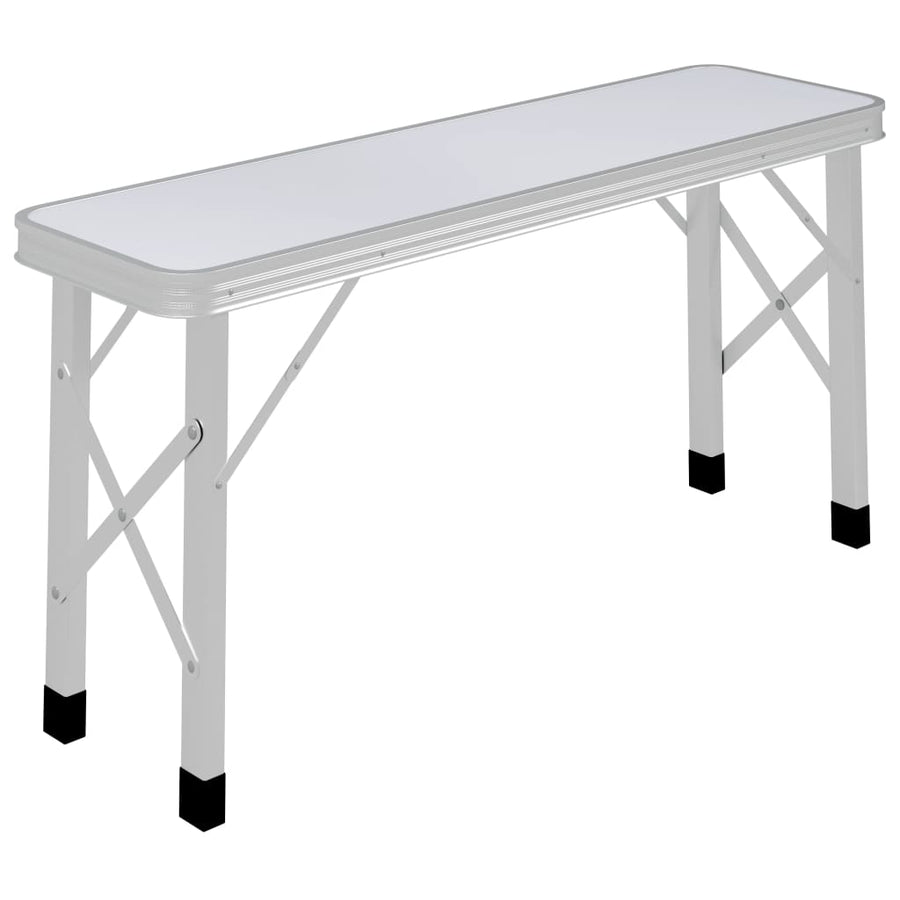 Campingtafel Inklapbaar Met 2 Banken Aluminium Wit