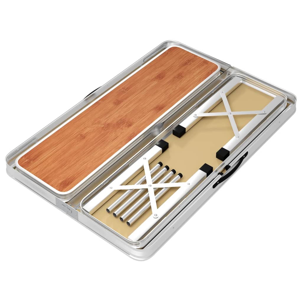Campingtafel Inklapbaar Met 2 Banken Aluminium Bruin