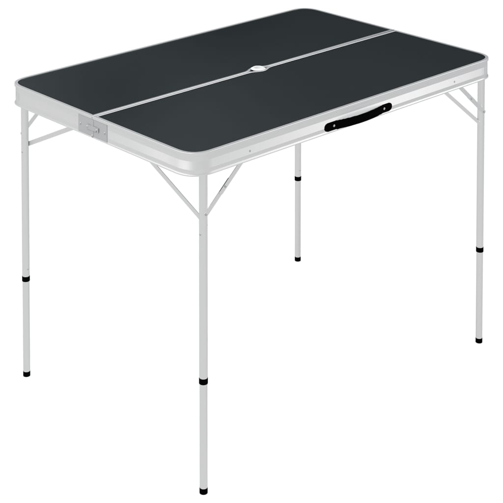 Campingtafel Inklapbaar Met 2 Banken Aluminium Grijs