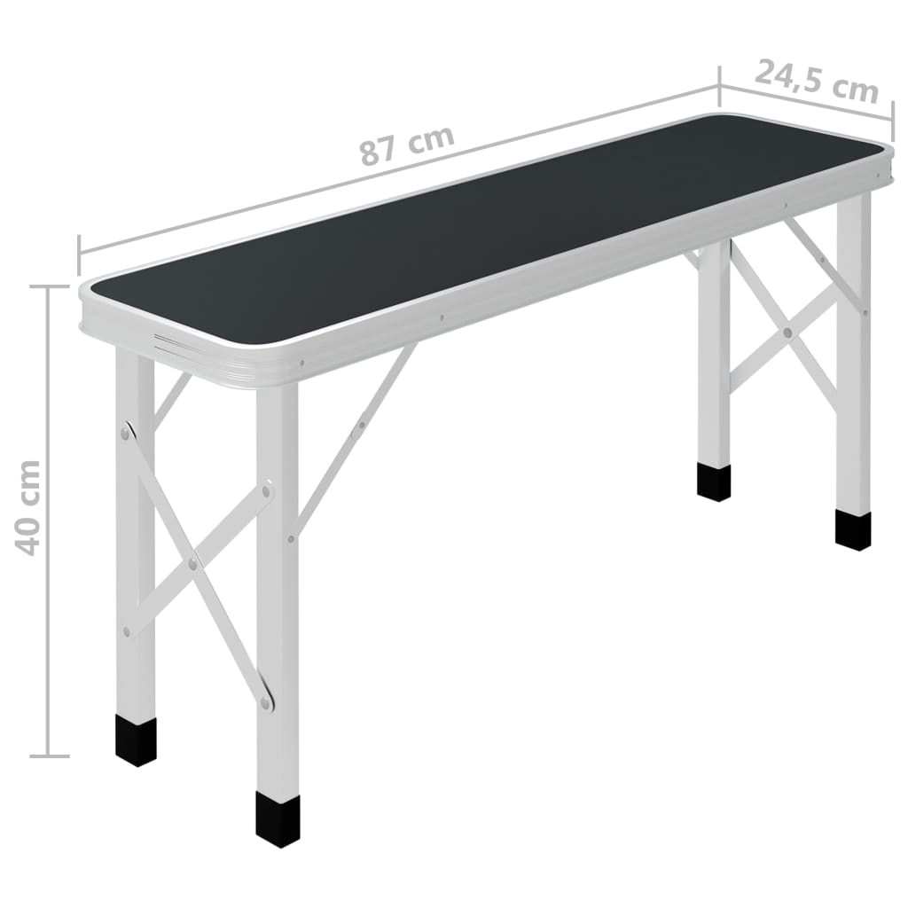 Campingtafel Inklapbaar Met 2 Banken Aluminium Grijs