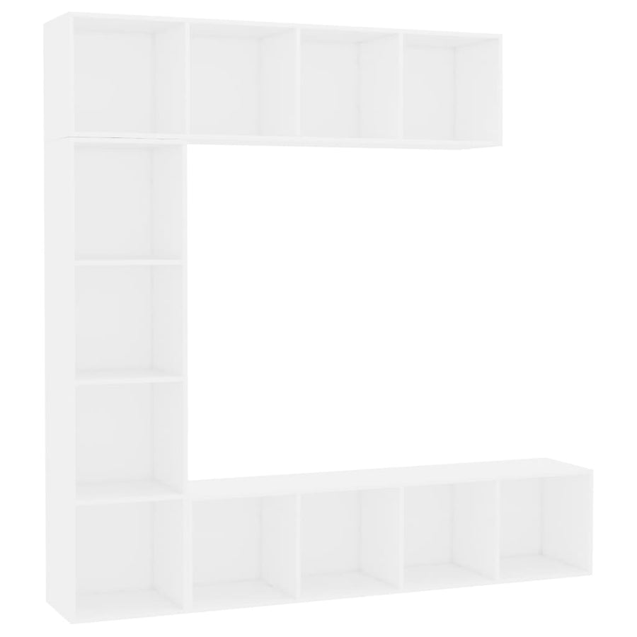 3-Delige Boekenkast-/Tv-Meubelset 180X30X180 Cm Wit