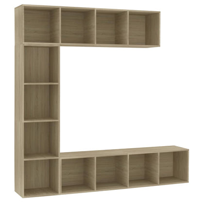 3-Delige Boekenkast-/Tv-Meubelset 180X30X180 Cm Eikenkleurig