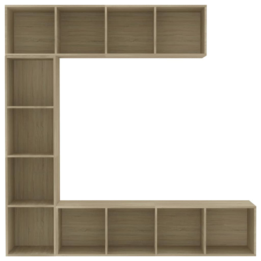 3-Delige Boekenkast-/Tv-Meubelset 180X30X180 Cm Eikenkleurig