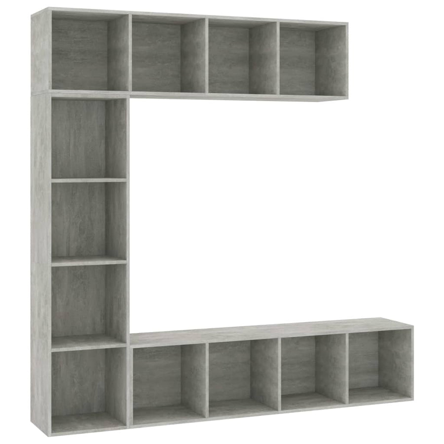 3-Delige Boekenkast-/Tv-Meubelset 180X30X180 Cm Betongrijs