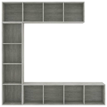 3-Delige Boekenkast-/Tv-Meubelset 180X30X180 Cm Betongrijs