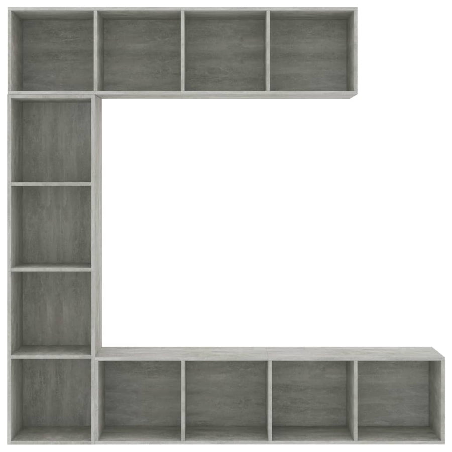 3-Delige Boekenkast-/Tv-Meubelset 180X30X180 Cm Betongrijs