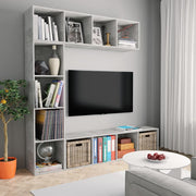 Boekenkast tv-meubel set 180x30x180 cm betongrijs