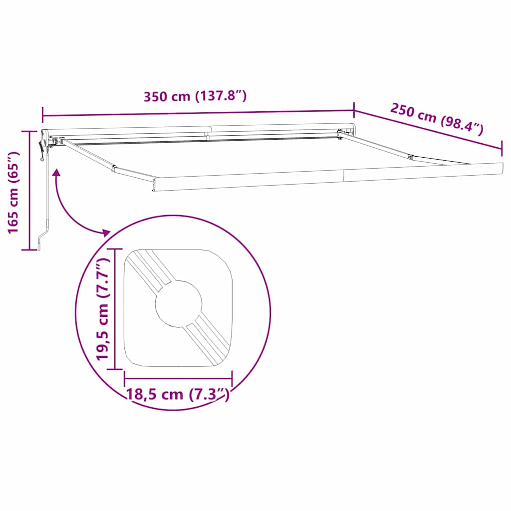 Markies Antraciet 3,5 x 2,5 m Metaal