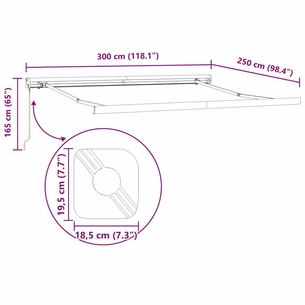 Markies Antraciet 3 x 2,5 m Metaal