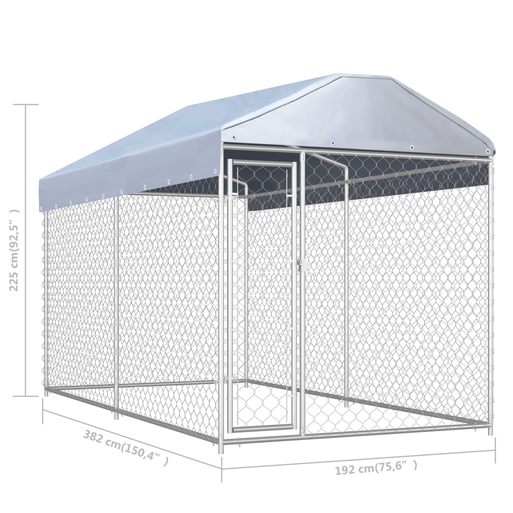 Hondenkennel Voor Buiten Met Dak 382X192X225 M 382 x 192 x 225 cm Ja