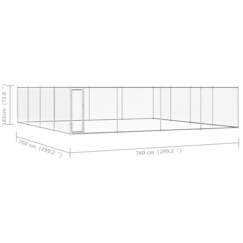 Hondenkennel voor buiten 760x760x185 cm gegalvaniseerd staal 760 x 760 x 185 cm