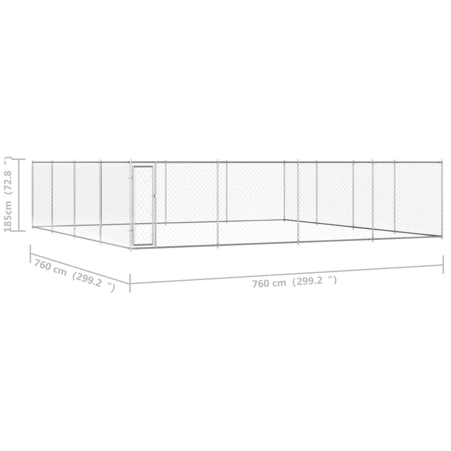 Hondenkennel voor buiten 760x760x185 cm gegalvaniseerd staal 760 x 760 x 185 cm