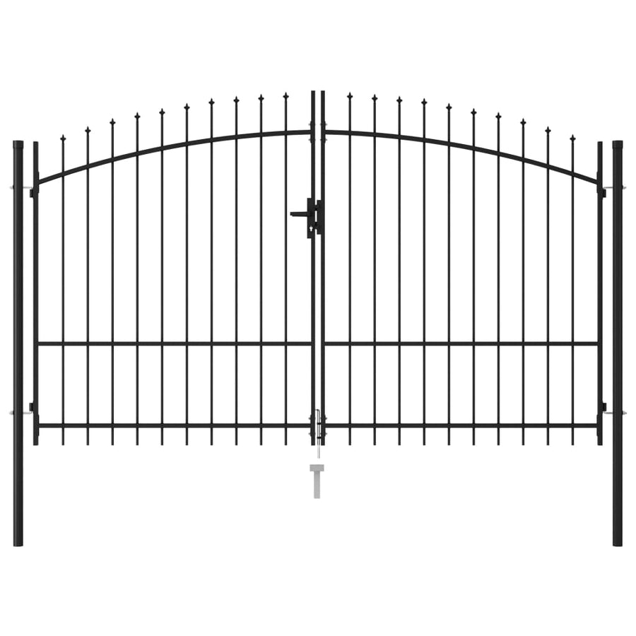 Poort Met Puntige Bovenkant Dubbel 3X1,75 M Staal Zwart 3 x 1.75 m