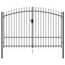 Poort Met Puntige Bovenkant Dubbel Staal Zwart 3 x 2 m