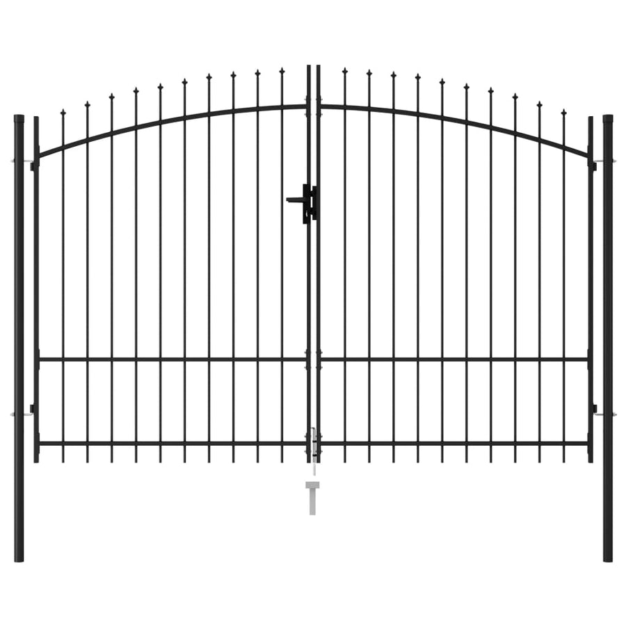 Poort Met Puntige Bovenkant Dubbel Staal Zwart 3 x 2 m