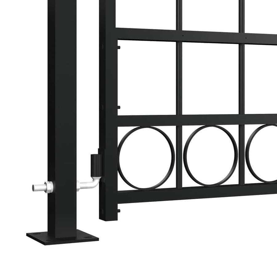 Poort Met Gebogen Bovenkant En 2 Palen 105X204 Cm Zwart