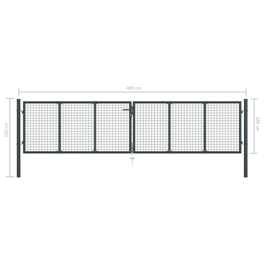 Gaaspoort 400X150 Cm Gegalvaniseerd Staal Grijs 400 x 150 cm