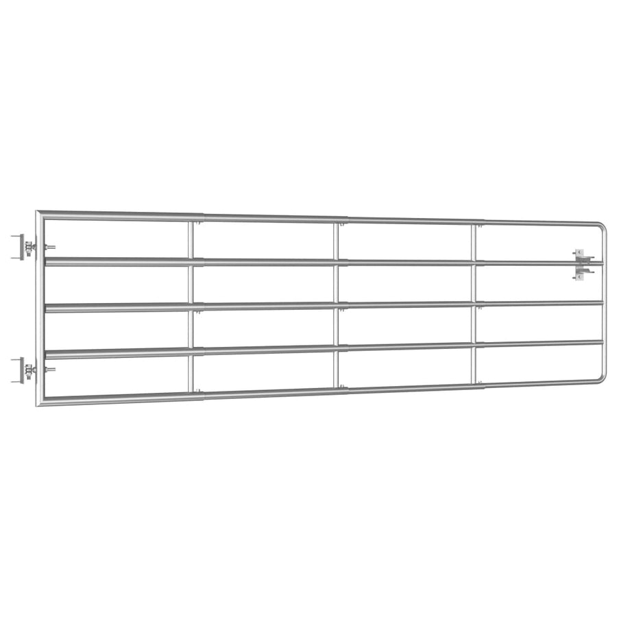 Poort met 5 stangen (115-300)x90 cm staal zilverkleurig (115-300) x 90 cm