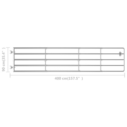 Poort met 5 stangen (150-400)x90 cm staal zilverkleurig (150-400) x 90 cm