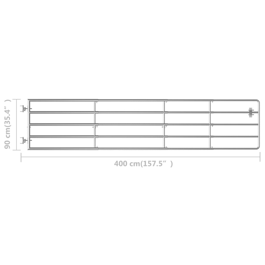 Poort met 5 stangen (150-400)x90 cm staal zilverkleurig (150-400) x 90 cm