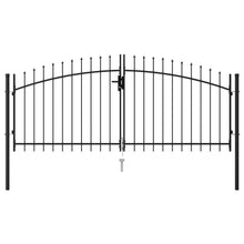 Poort Met Puntige Bovenkant Dubbel 3X1,25 M Staal Zwart 3 x 1.25 m