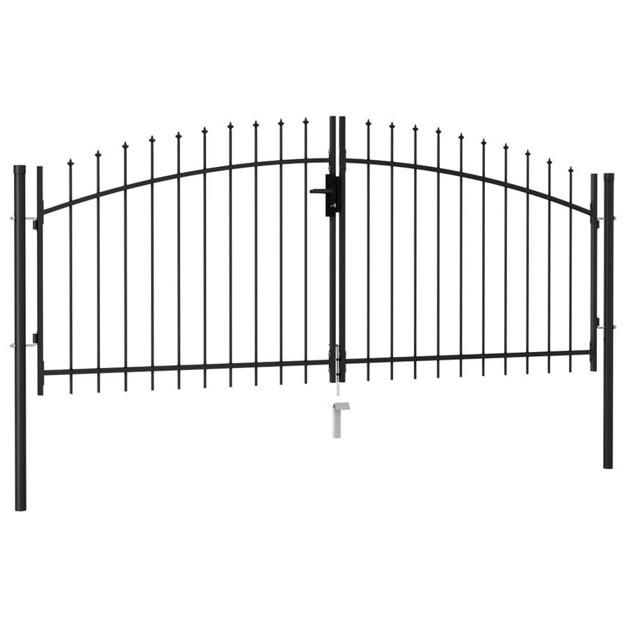 Poort Met Puntige Bovenkant Dubbel 3X1,25 M Staal Zwart 3 x 1.25 m
