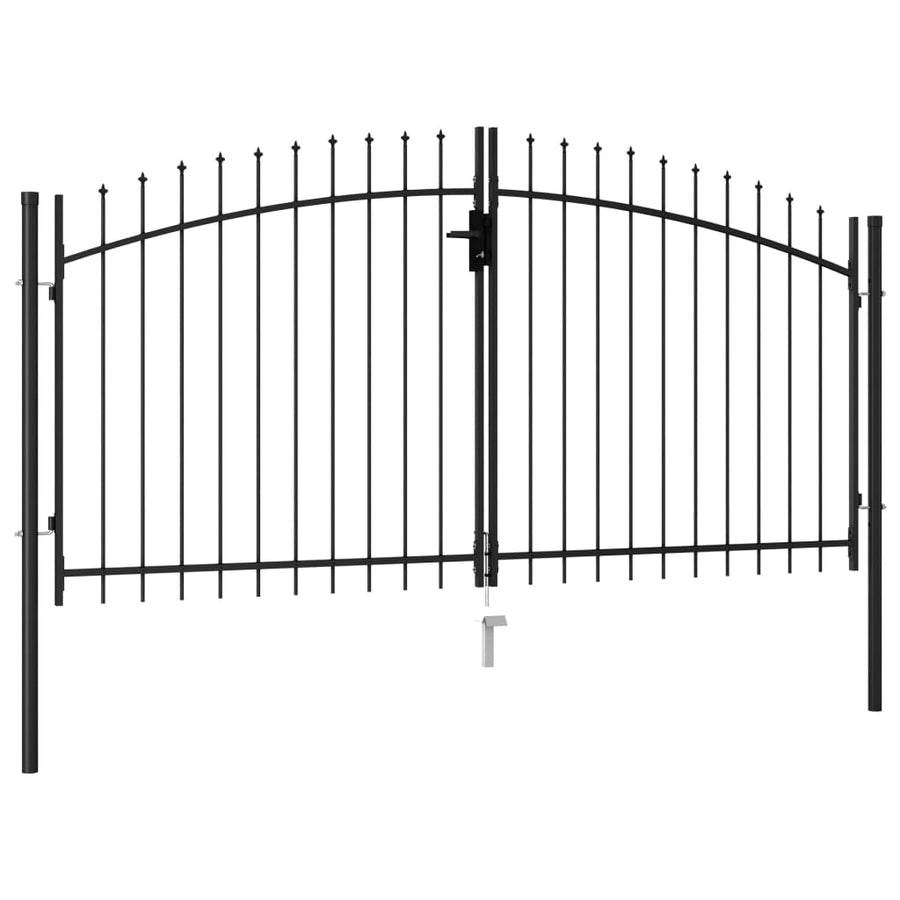 Poort Met Puntige Bovenkant Dubbel 3X1,5 M Staal Zwart 3 x 1.5 m