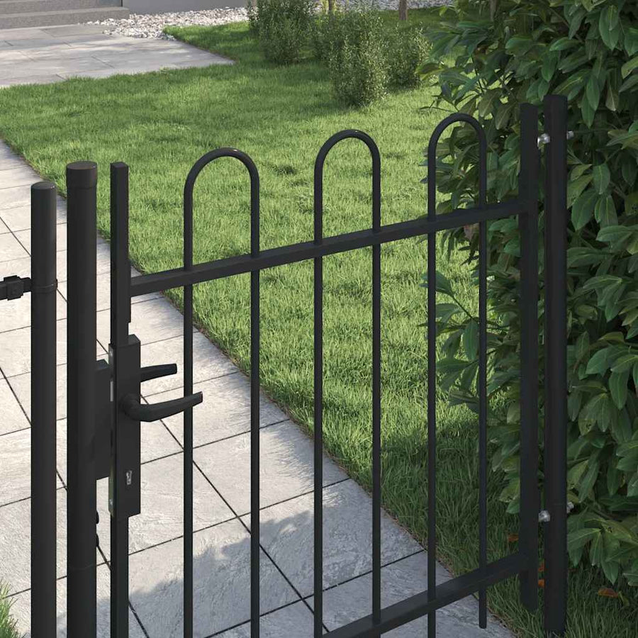 Hekpoort BOXTEL enkele deur met gebogen bovenzijde staal 1x1 m zwart