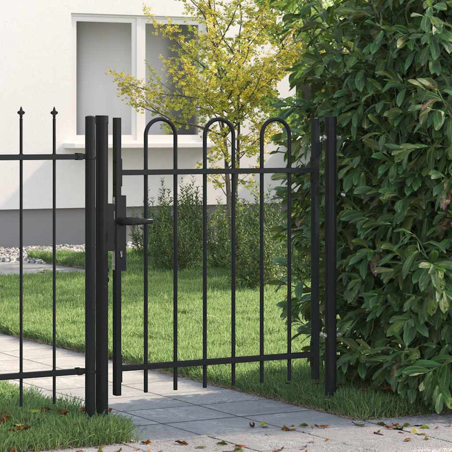 Hekpoort BOXTEL enkele deur met gebogen bovenzijde staal 1x1 m zwart