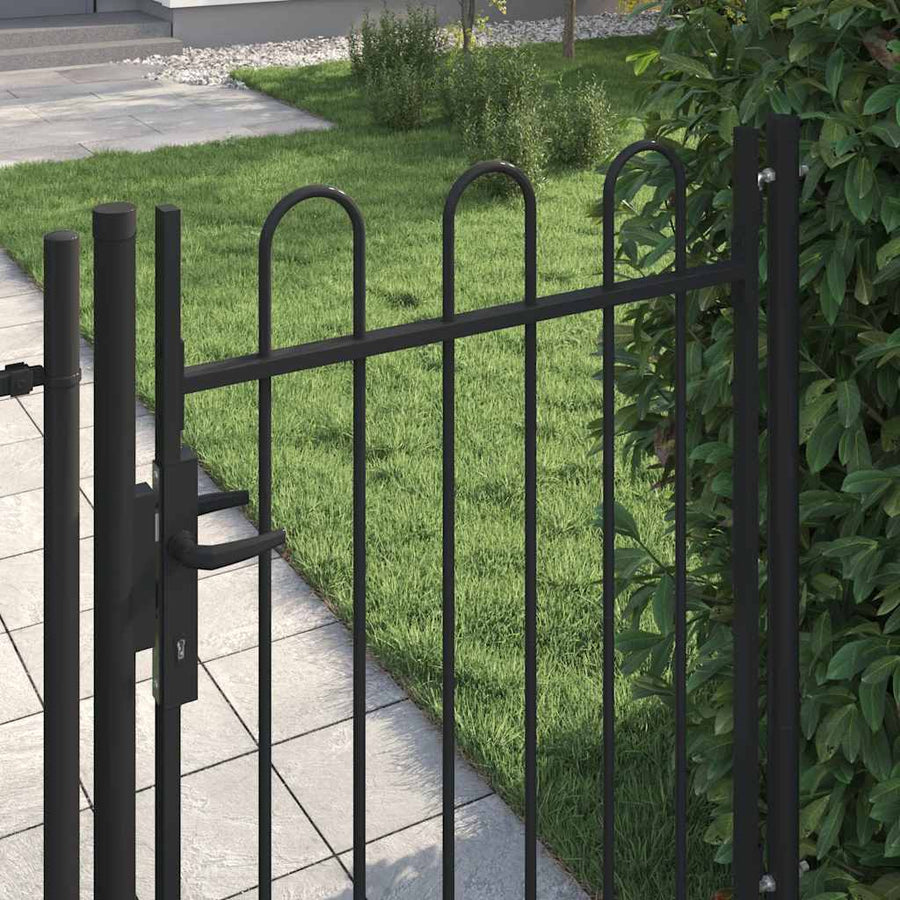 Hekpoort BOXTEL enkele deur met gebogen bovenzijde staal 1x1,2 m zwart