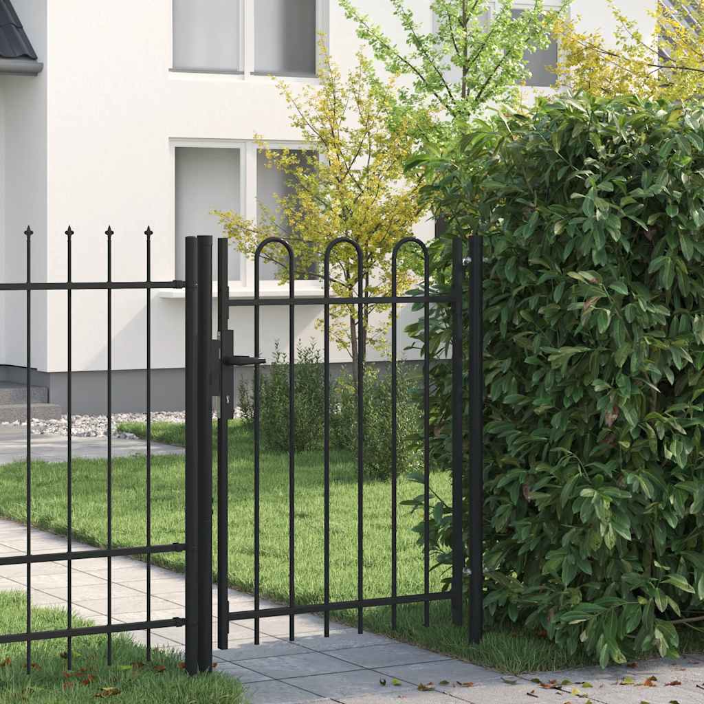 Hekpoort BOXTEL enkele deur met gebogen bovenzijde staal 1x1,2 m zwart