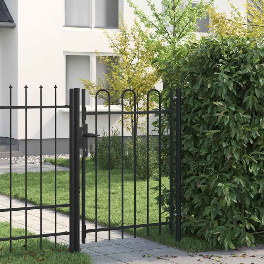 Hekpoort BOXTEL enkele deur met gebogen bovenzijde staal 1x1,2 m zwart