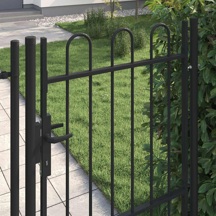 Hekpoort BOXTEL enkele deur met gebogen bovenzijde staal 1x1,5 m zwart