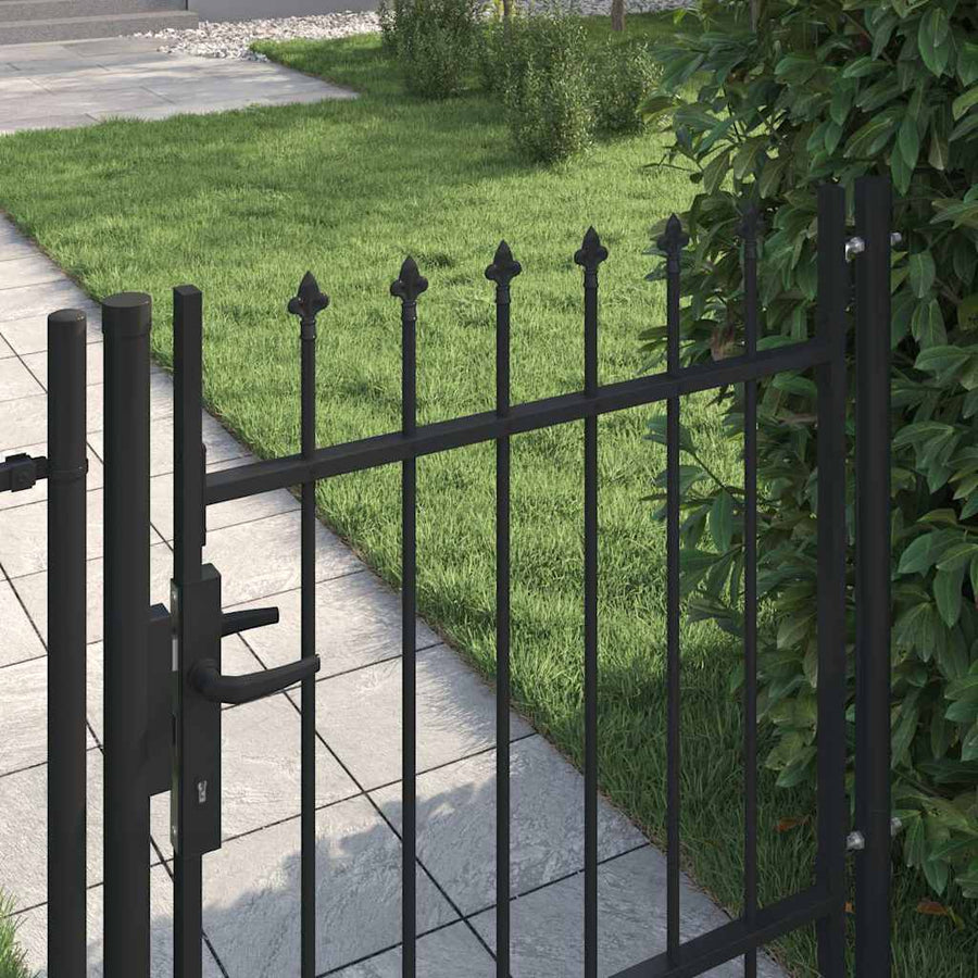 Hekpoort BOXTEL enkele deur met puntige bovenkant staal 1x1 m zwart
