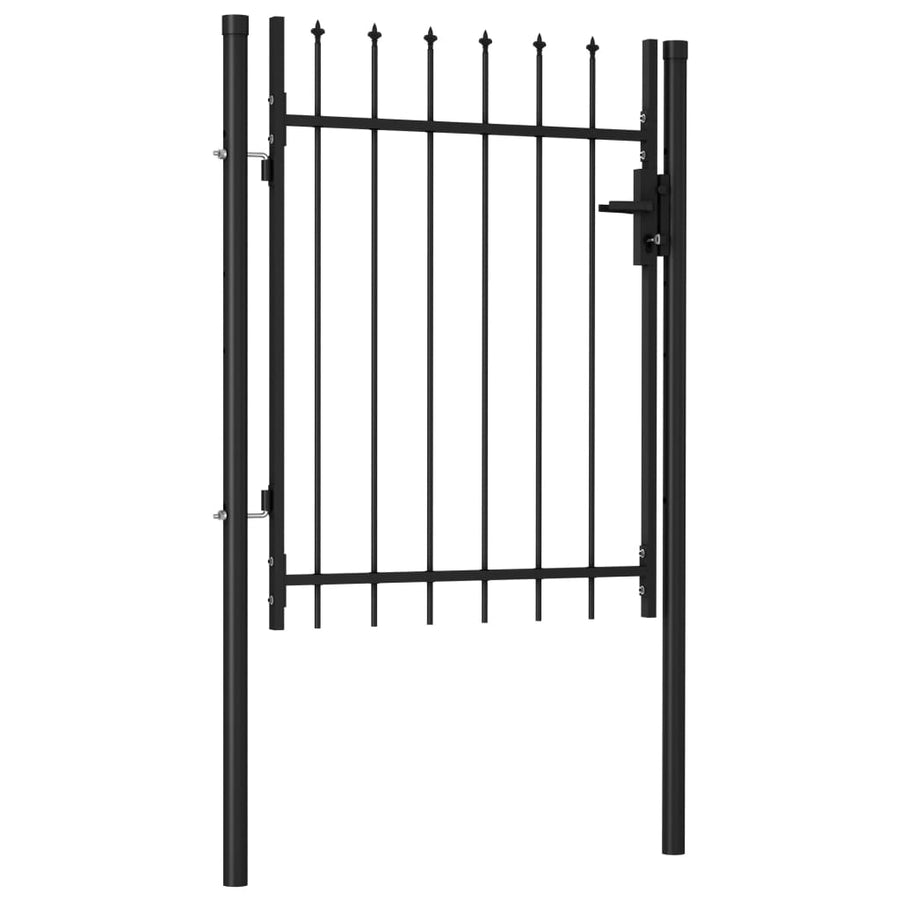 Poort met puntige bovenkant enkel 1x1,2 m staal zwart 1 x 1.2 m Puntige bovenkant