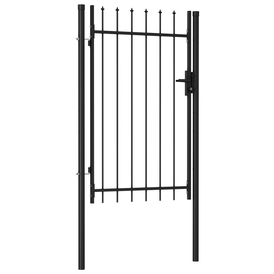 Poort met puntige bovenkant enkel 1x1,5 m staal zwart 1 x 1.5 m Puntige bovenkant