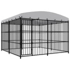 Hondenkennel 300x300x210 cm staal zwart met dak