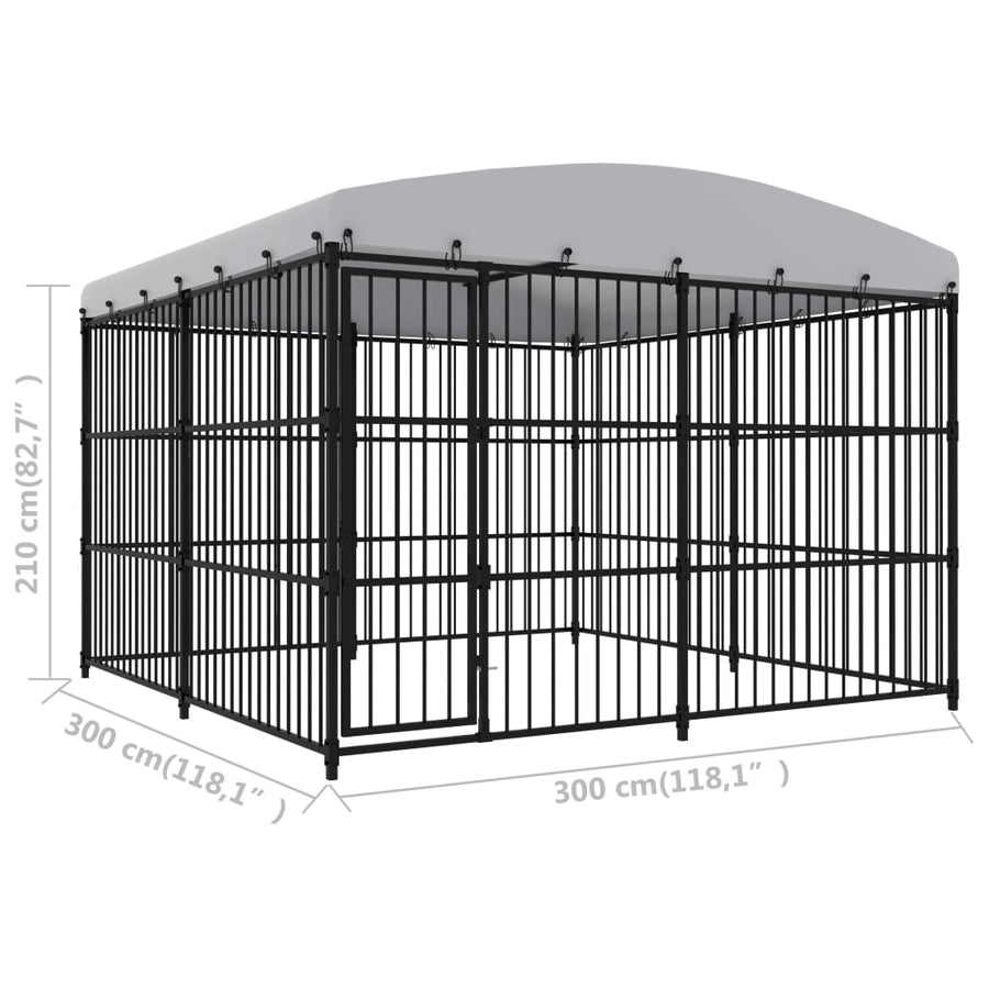 Hondenkennel voor buiten met dak 300x300x210 cm 300 x 300 x 210 cm Ja