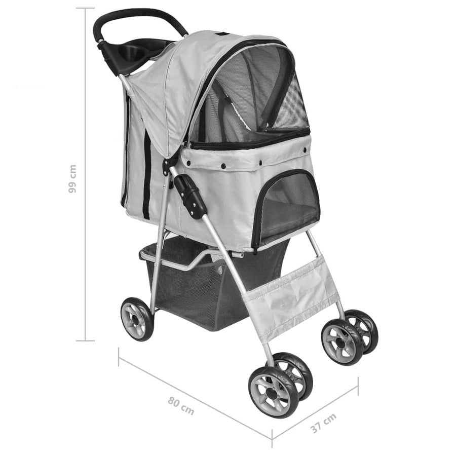 Huisdierenwagen voor honden/katten opvouwbaar grijs Grijs