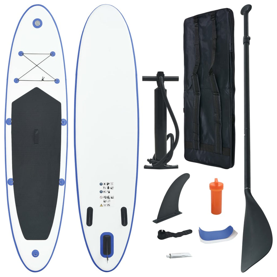 Stand Up Paddleboardset Opblaasbaar En Wit 360 x 81 x 10 cm Blauw