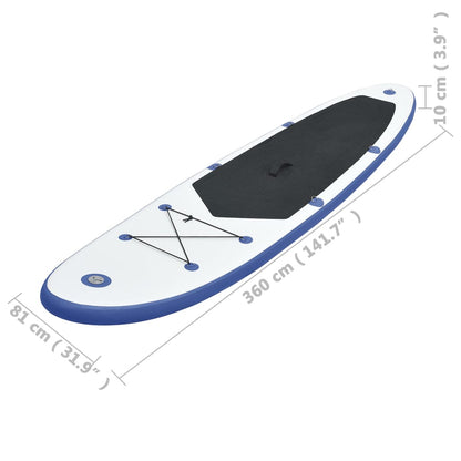 Stand Up Paddleboardset Opblaasbaar En Wit 360 x 81 x 10 cm Blauw