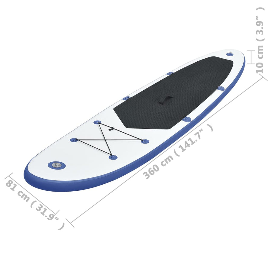 Stand Up Paddleboardset Opblaasbaar En Wit 360 x 81 x 10 cm Blauw