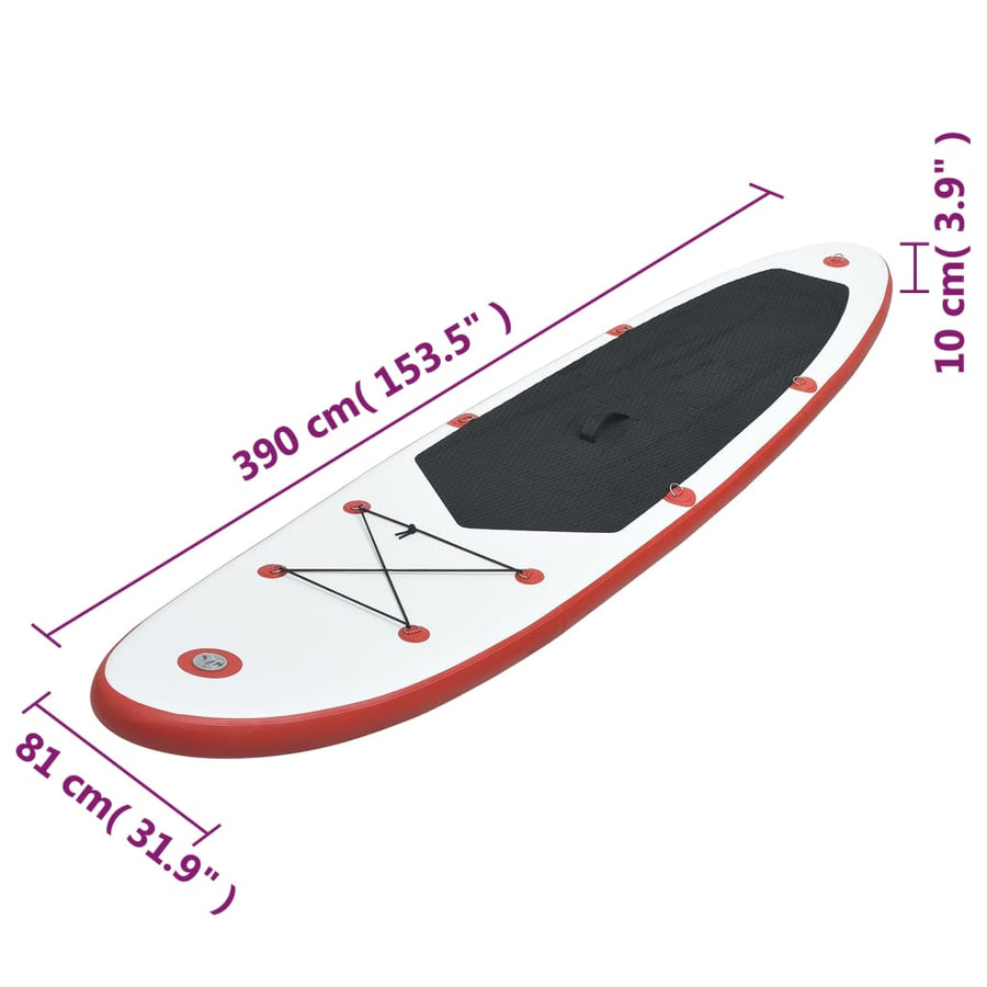 Stand Up Paddleboardset Opblaasbaar En Wit 390 x 81 x 10 cm Rood