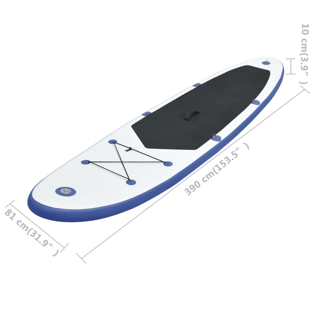 Stand Up Paddleboardset Opblaasbaar En Wit 390 x 81 x 10 cm Blauw
