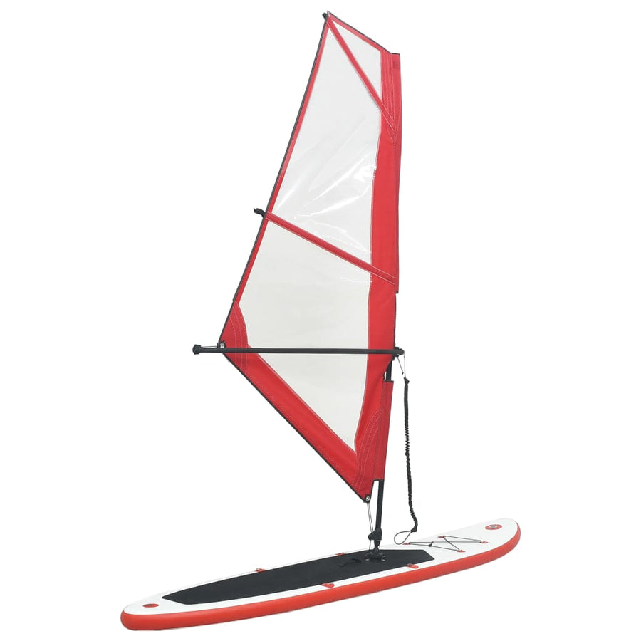Stand-Up Paddleboard Opblaasbaar Met Zeilset Rood En Wit