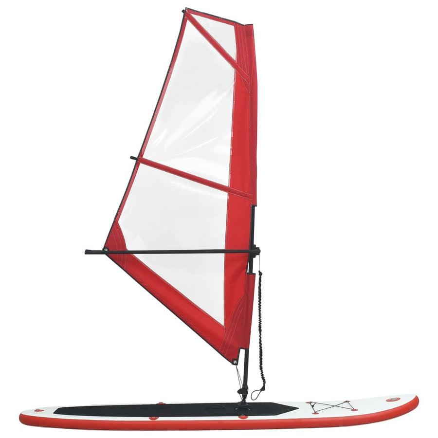 Stand-Up Paddleboard Opblaasbaar Met Zeilset Rood En Wit
