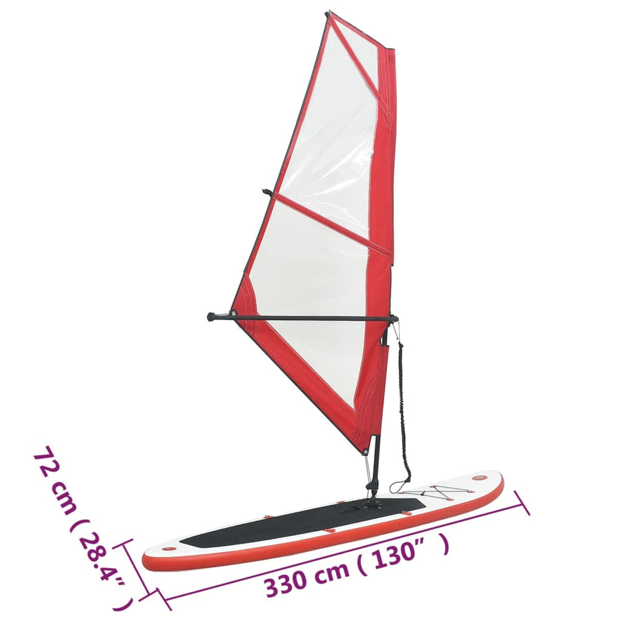 Stand-Up Paddleboard Opblaasbaar Met Zeilset Rood En Wit